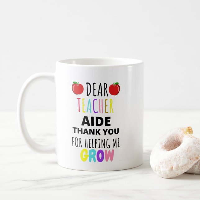 Mug Cher professeur aide Merci pour m'aider à grandir (Avec donut)