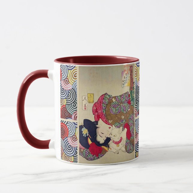 MUG CHERCHANT LE TIRESOME, FEMME JAPONAISE AVEC CHAT B (Gauche)
