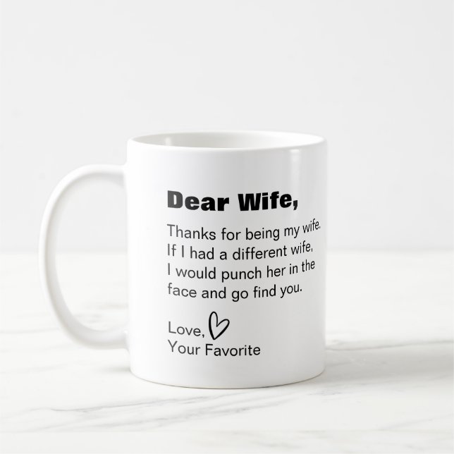 Mug Chère femme, merci d'être ma femme, mon humour drô (Gauche)
