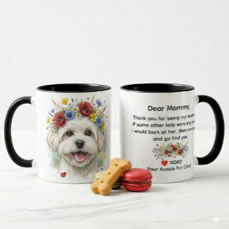 Mug Chère Maman Chien Maltais Couronne de Fleur des Ch