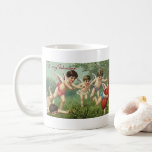 Mug Cherubins de la Saint-Valentin vintage avec des cœ