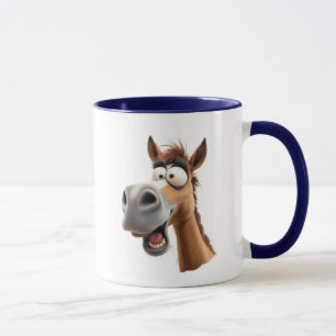Mug Cheval cartoon drôle, complètement dingue.