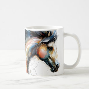 Mug Cheval courant à l'aquarelle abstraite