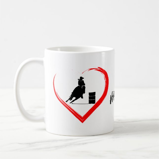 Mug Cheval de course Silhouette personnalisé, Coeur (Gauche)
