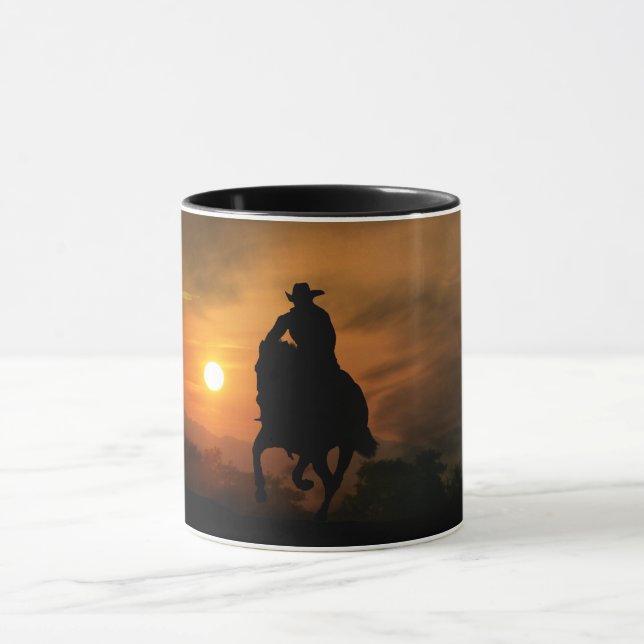 Mug Cheval d'équitation Cowboy au coucher du soleil (Centre)
