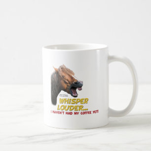 Mug Cheval drôle : Chuchotement plus fort, aucun caf
