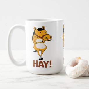 Mug Cheval drôle laissé tomber par pour dire le foin