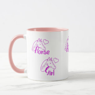 Mug Cheval fille en violet avec tête de cheval Police