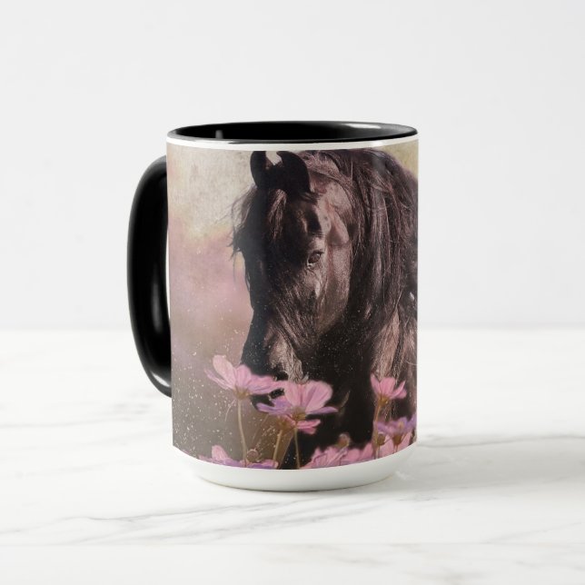 Mug Cheval friésien de Beauté Noire - Mug, Coupe, Vais (Devant gauche)
