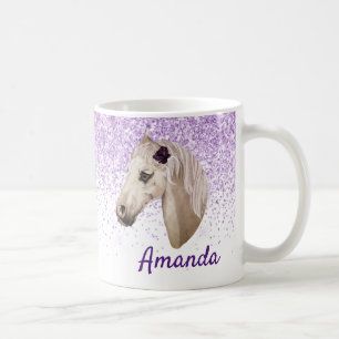 Mug Cheval Lover Nom du monogramme Parties scintillant