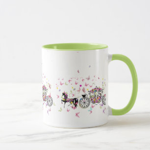 Mug Cheval mariage & Fleurs de transport & Papillons