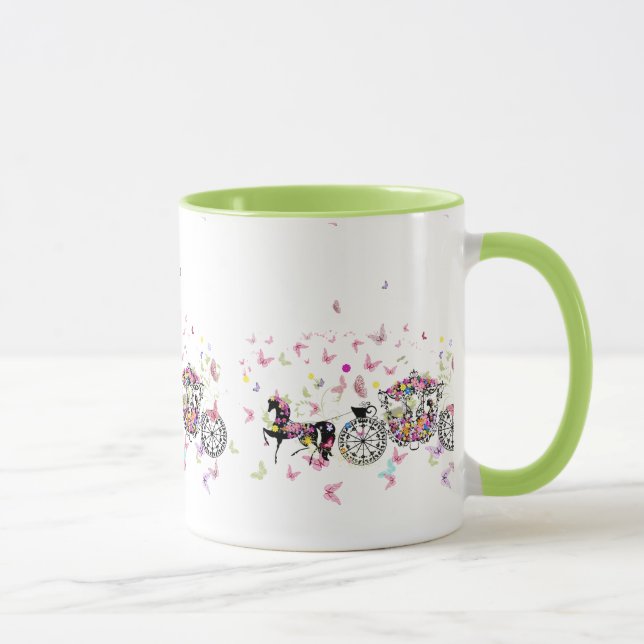 Mug Cheval mariage & Fleurs de transport & Papillons (Droite)