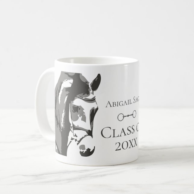 Mug Cheval personnalisé et Snaffle Bit Grey Graduation (Devant gauche)