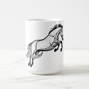 Mug Cheval Sauter Doodle noir et blanc