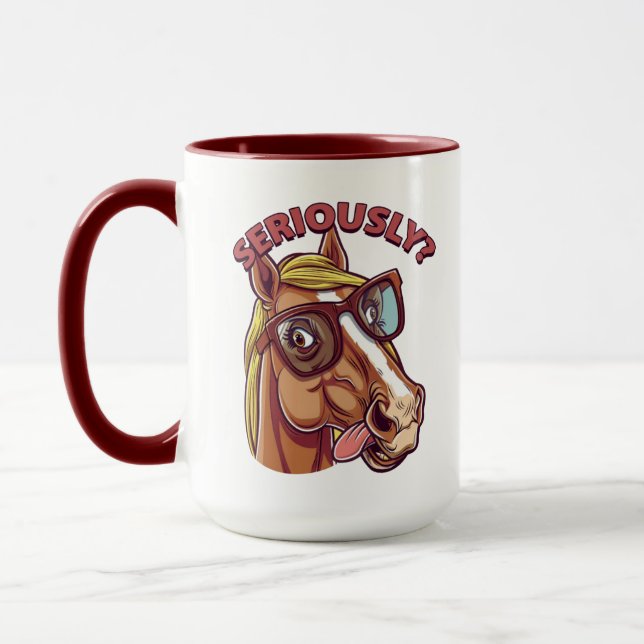 Mug Cheval Sérieusement Cool - Café Drôle & Design (Gauche)
