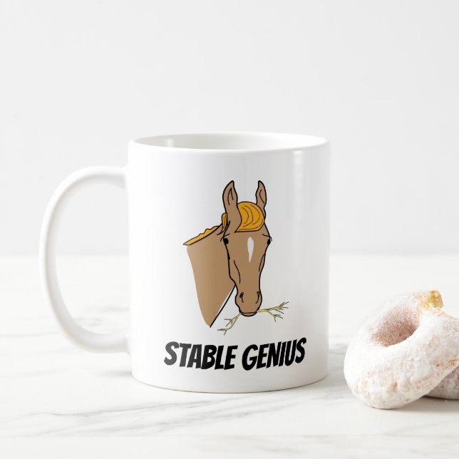 Mug Cheval stable drôle de génie de Donald Trump (Avec donut)