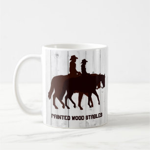 Mug Cheval Stables Western Horseback Bois Patiné