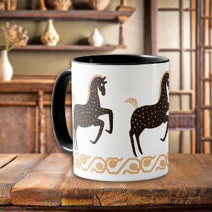 Mug Cheval tacheté Black Gold Folk Art
