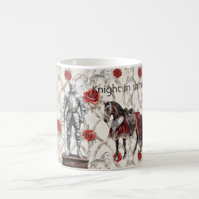 Mug Chevalier en armure étincelante de roses rouges (Centre)