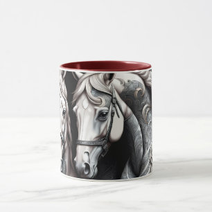 Mug Chevaux Black White Art