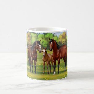 Mug Chevaux Du Quartier De La Baie Brown Dans Les Pâtu