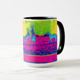 Mug Chevaux Pastel au néon coloré dans les pâturages