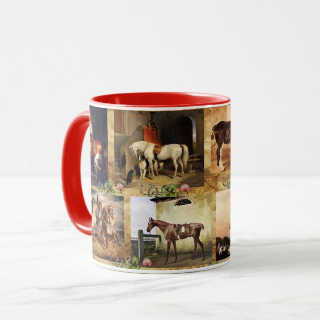 MUG CHEVAUX PEINTURES D'ART FIN PARCHEMENT, CHAUSSURES (Devant gauche)
