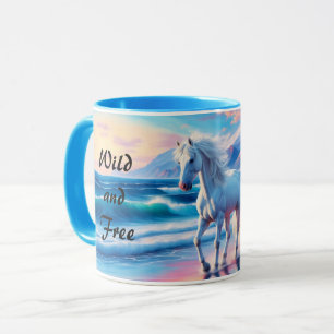 Mug Chevaux sauvages colorés mustang paysage côtier