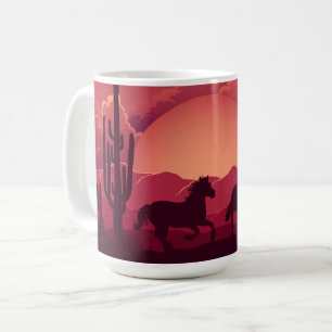 Mug Chevaux sauvages du désert du soleil couchant