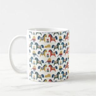 Mug Chevaux scandinaves : Art populaire coloré