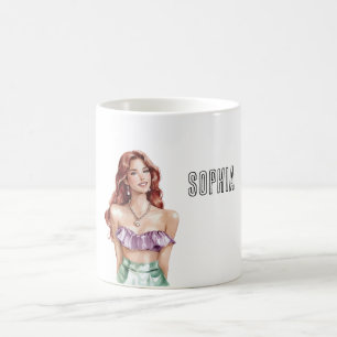 Mug Cheveux Rouges Femme Haut Violet