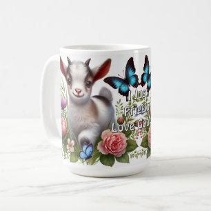 Mug Chèvre de bébé avec papillons colorés et fleurs