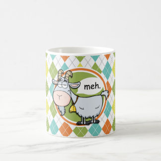 Mug Chèvre drôle ; Motif à motifs de losanges coloré