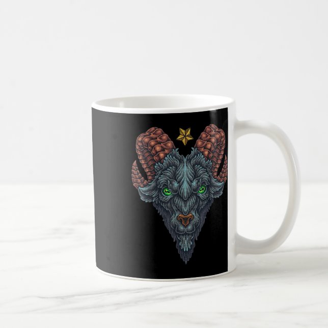 Mug Chèvre noire Phillip Tête étoile main tiré Old Sch (Droite)
