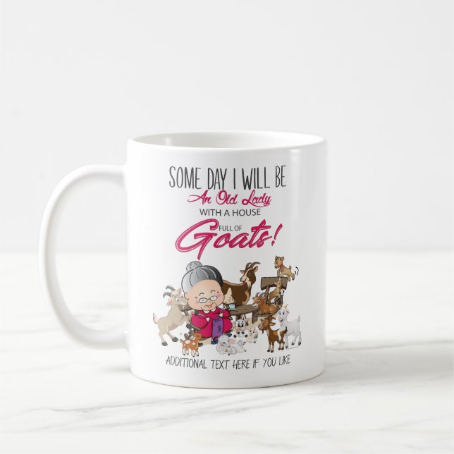 Mug Chèvres amusantes - Une vieille maison-dame d'un j (Gauche)