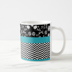 Mug chevron floral bleu