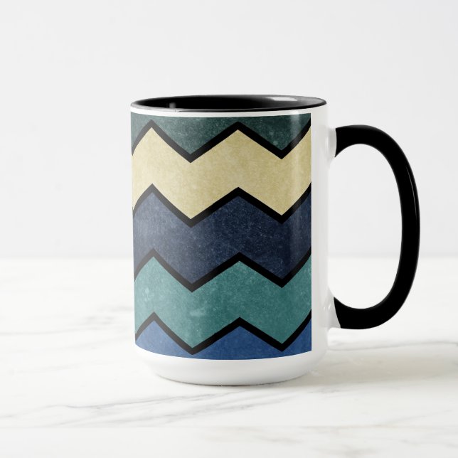 Mug Chevrons bleus virils modernes (Droite)