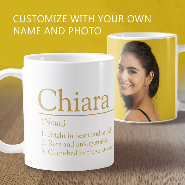 Mug Chiara name definition custom photo white gold (Créateur téléchargé)