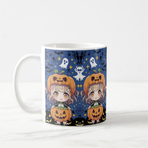 Mug Chibi Anime Girl en costume Citrouille