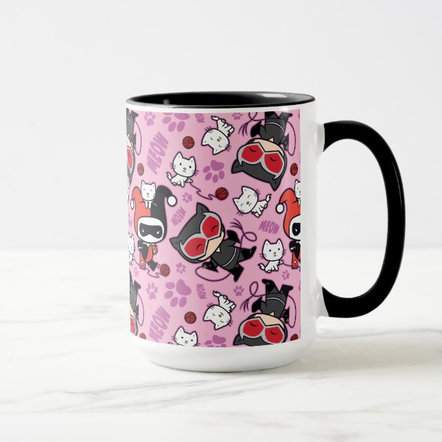 Mug Chibi Catwoman, Harley Quinn & Kittens Motif (Droite)