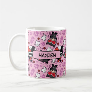 Mug Chibi Catwoman, Harley Quinn & Kittens Motif