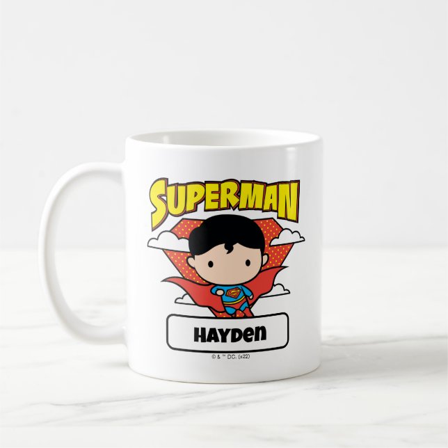 Mug Chibi Superman Polka Dot Shield et nom (Gauche)