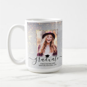 Mug Chic 2 Photo Collage Script Gold Sparkles Graduate