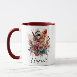 Mug Chic Aquarelle Boho Floral Automne Personnalisé
