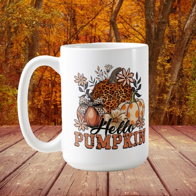 Mug Chic Bonjour Citrouille Automne automne ("Hello Pumpkin" Fall/Autumn/Thanksgiving mug)