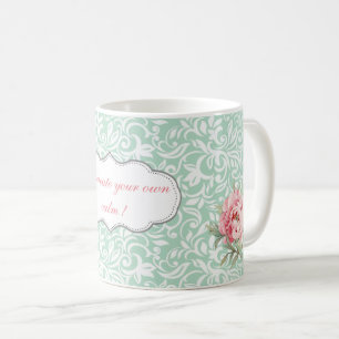 Mug Chic Elegant Damask, Rose, Message Motivationnel