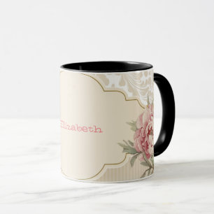 Mug Chic Elegant Floral Damask Roses