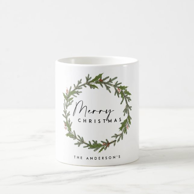 MUG CHIC ÉLÉGANT MODERNE HOLLY BERRY WREATH NOËL (Centre)
