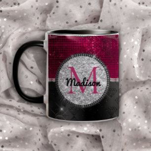 Mug Chic faux Parties scintillant argent Bourgogne noi
