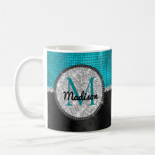 Mug Chic faux Parties scintillant argent Turquoise noi